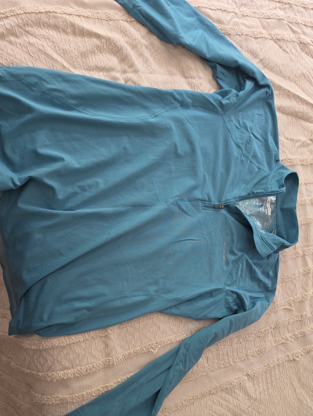 Columbia Womens Teal Quarter-Zip Long Sleeve Performance Top